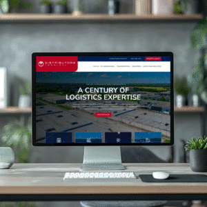 Computer screen displaying Distributors Terminal’s redesigned website, optimized for SEO and lead generation in logistics near Chicago.