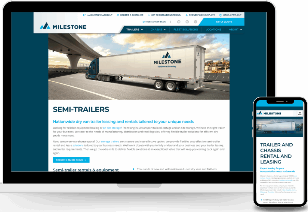Milestone Leasing website