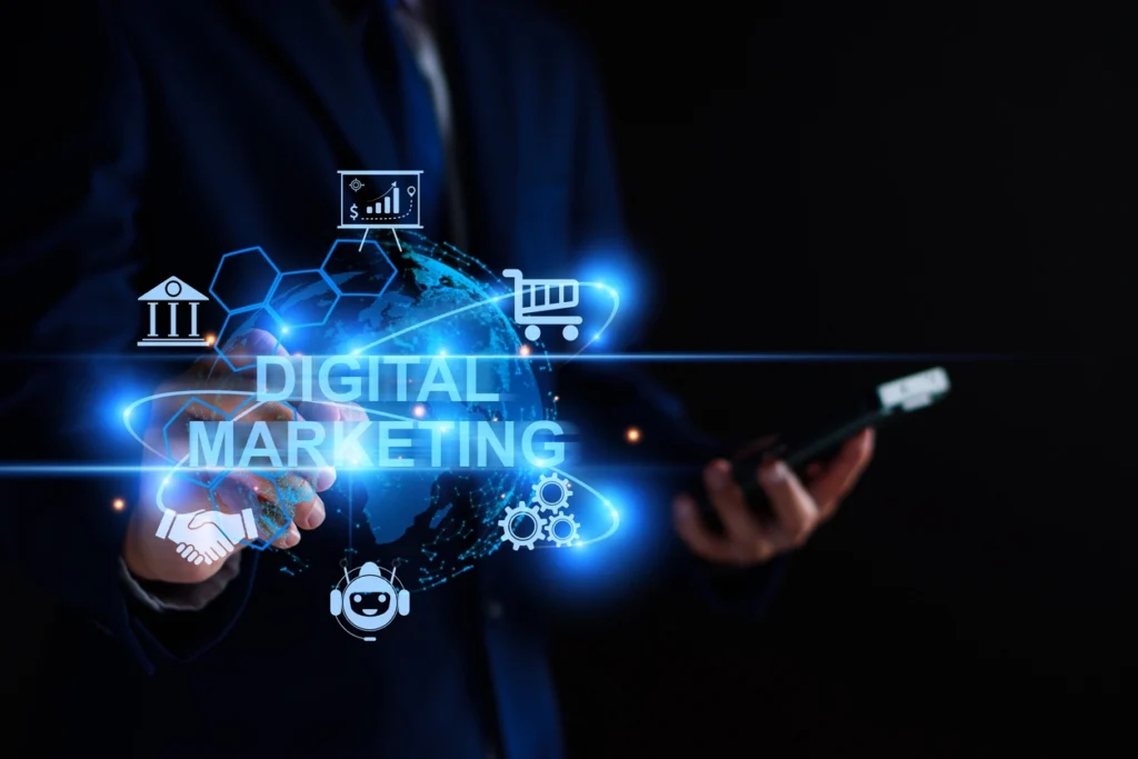 image of digital marketing including ai search seo aeo