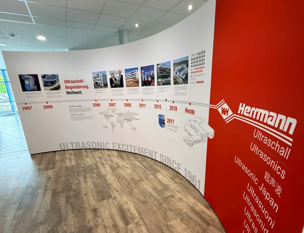 timeline wall of the history of Herrmann Ultrasonics
