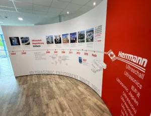 timeline wall of the history of Herrmann Ultrasonics