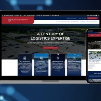 Desktop screen displaying the redesigned Distributors Terminal website, optimized for SEO and lead generation in logistics and 3PL.